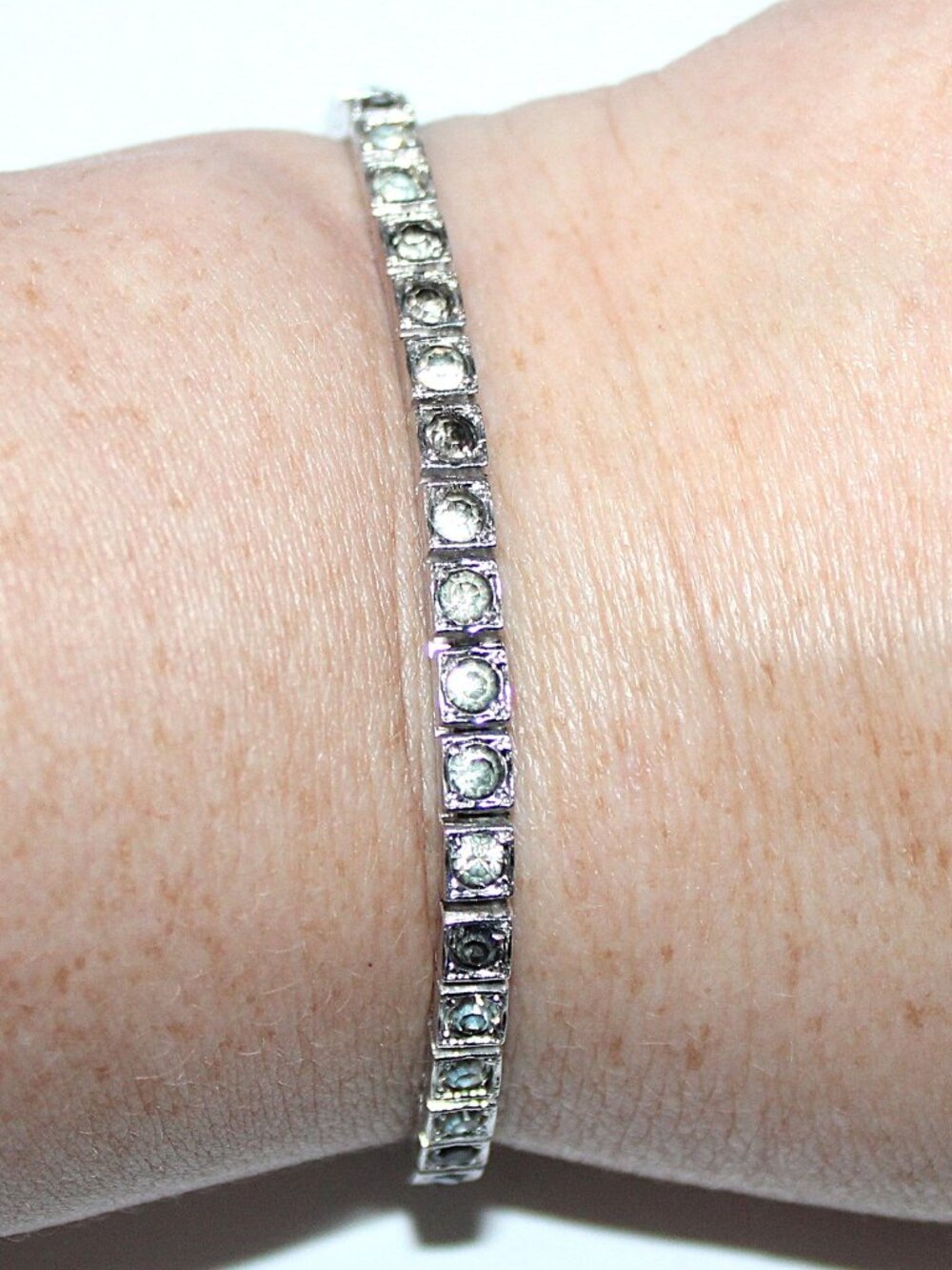 Vintage Otis Sterling Silver Rhinestone Bracelet